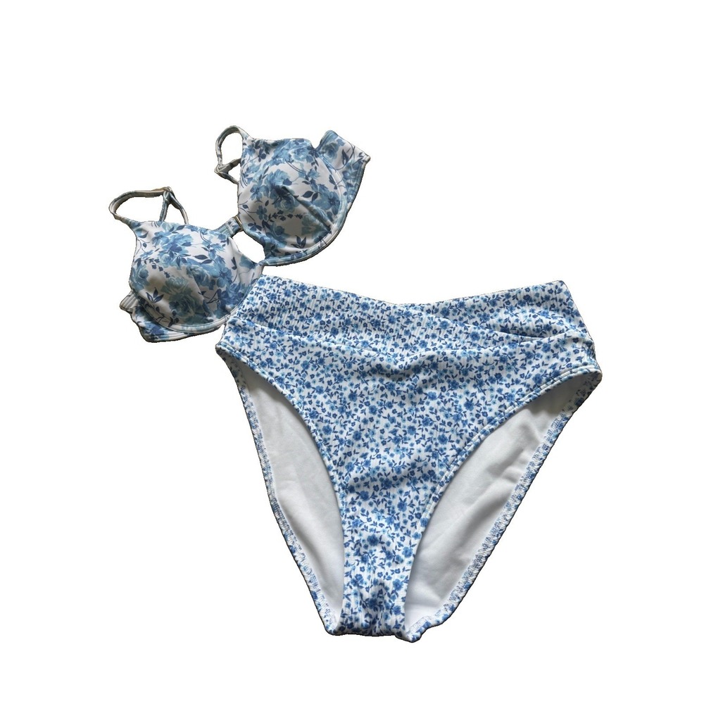 Hollister Bikini Set Swim Bathing Suit Two Piece Floral Medium Unused High Waist